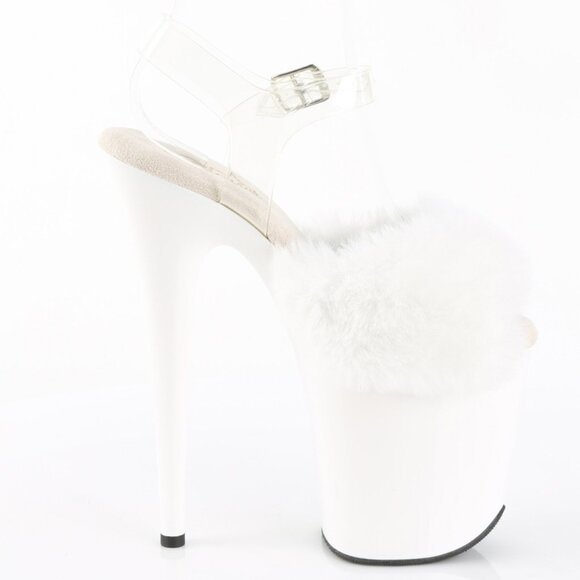 Fur Ankle Strap Platform Peep Toe High Heel Shoes - Picture 1 of 5